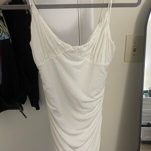 Elegant White Ruched Dress